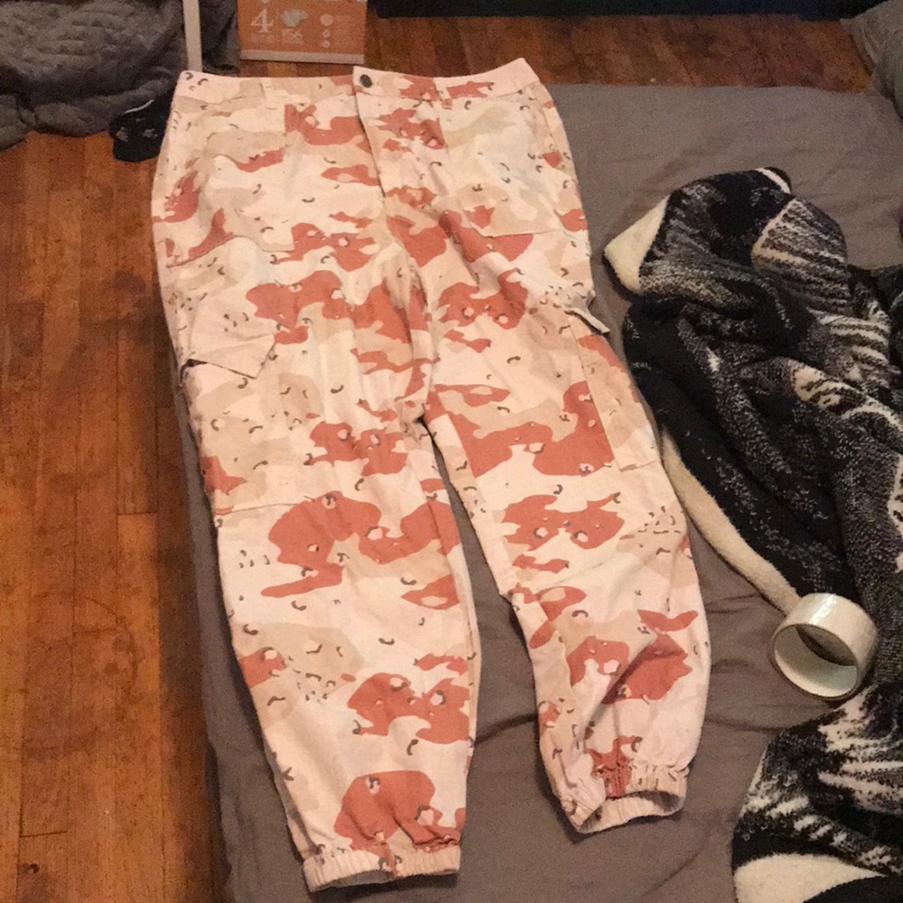 Pink army pant high waist crimped ankle